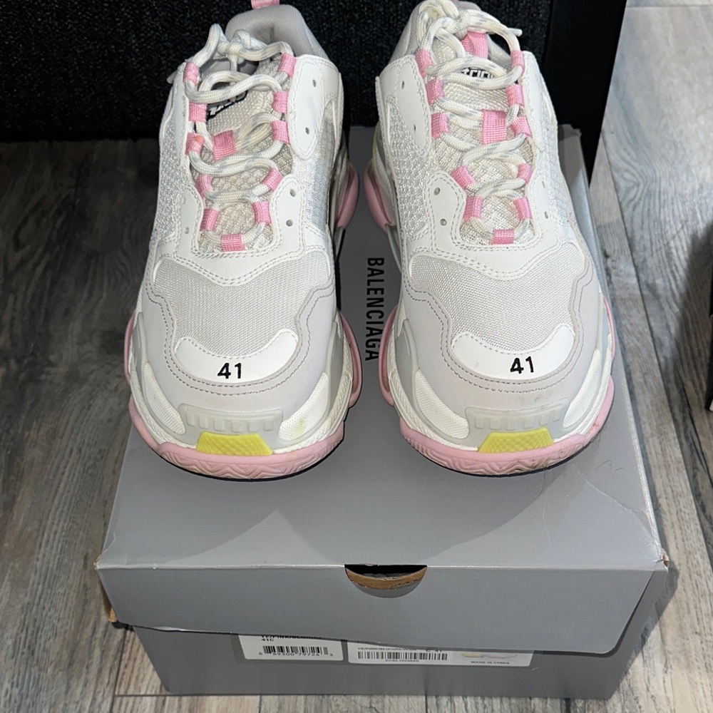 Authentic Balenciaga White and Pink Athletic Shoes